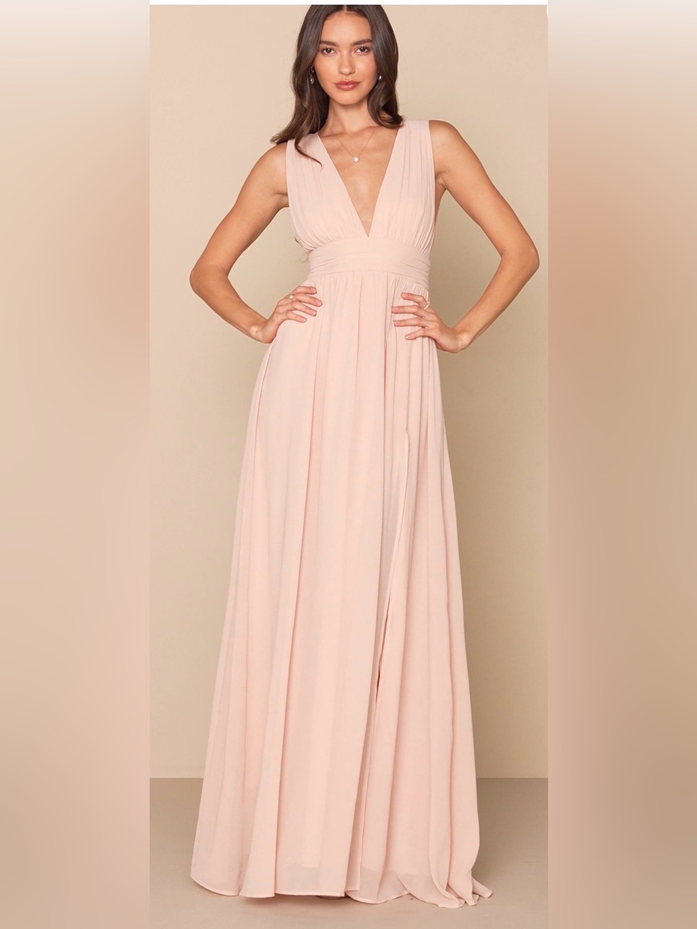 Lulus Heavenly Hues Blush Maxi Dress NWT L